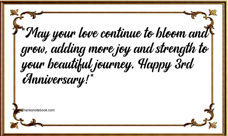 3rd Wedding Anniversary Wishes for Couple