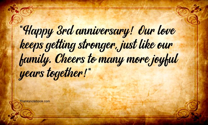 3rd Wedding Anniversary Wishes for Husband with Baby