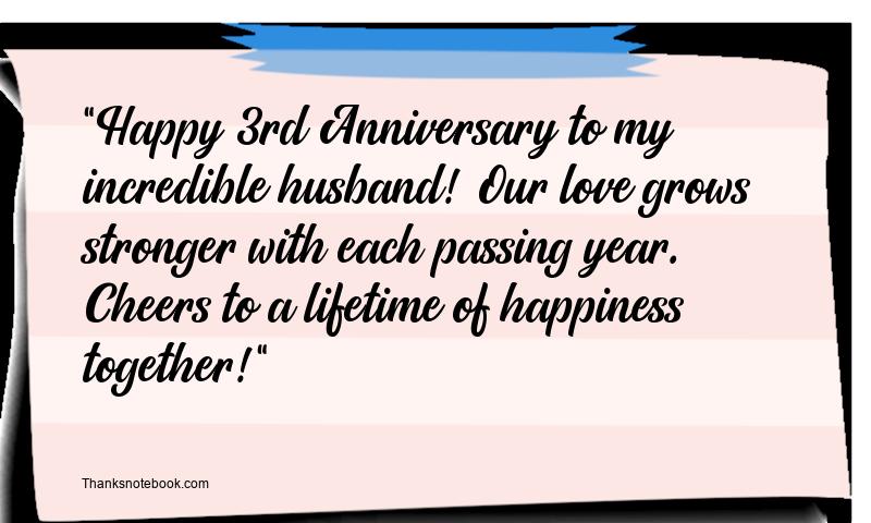 3rd Wedding Anniversary Wishes for Husband