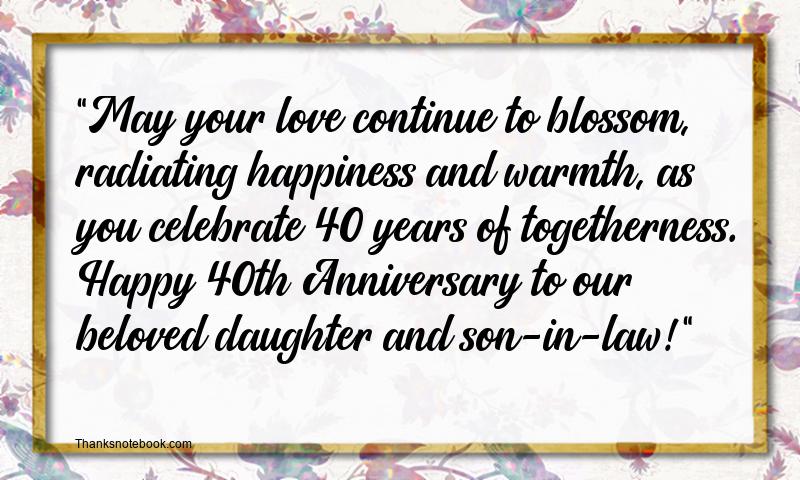 40th Wedding Anniversary Wishes for Daughter and Son in Law