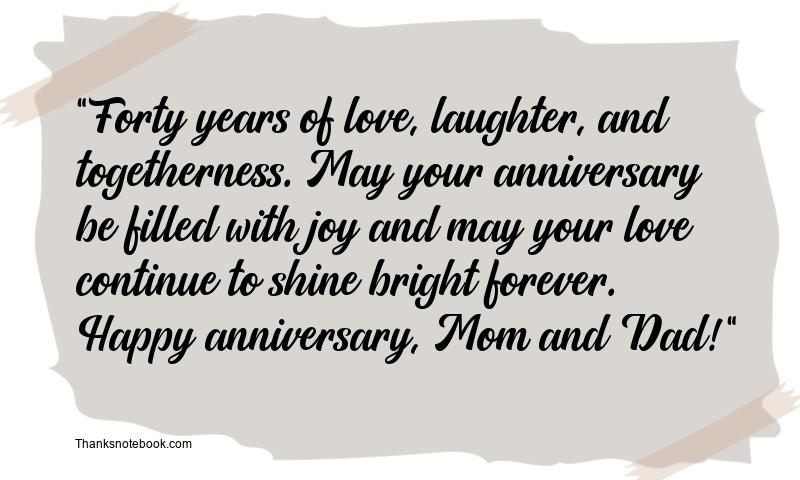 40th Wedding Anniversary Wishes for Mom and Dad