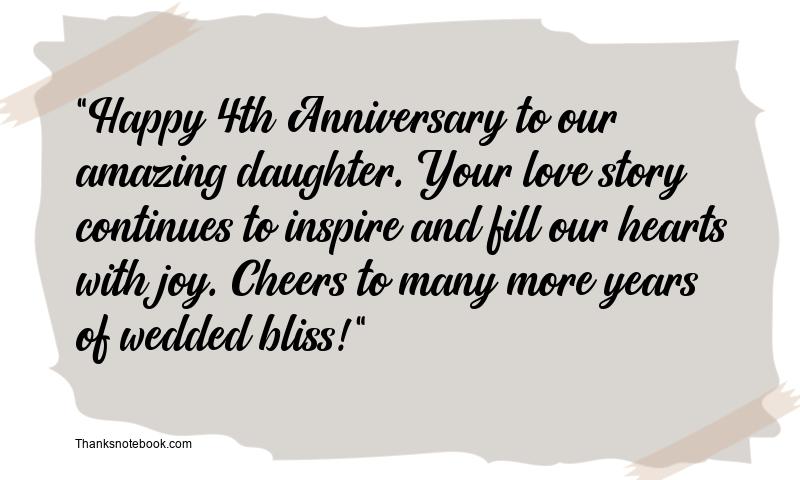 4th Marriage Anniversary Messages for Daughter