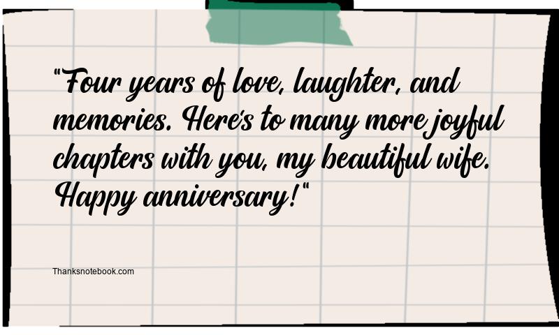 4th Wedding Anniversary Messages for Wife