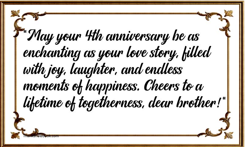 4th Wedding Anniversary Wishes for Brother