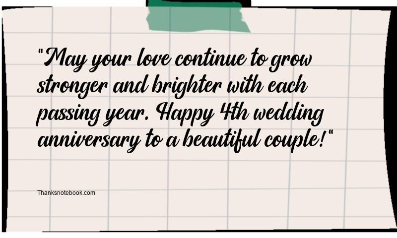 4th Wedding Anniversary Wishes for Friend