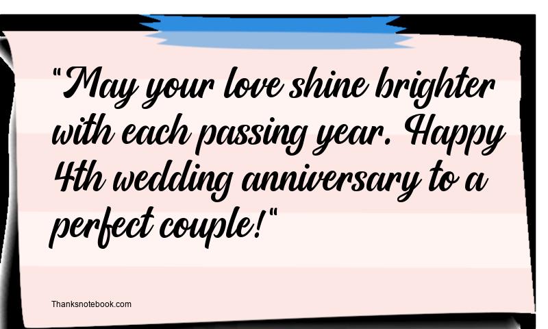 4th Wedding Anniversary Wishes for Sister and Brother in Low