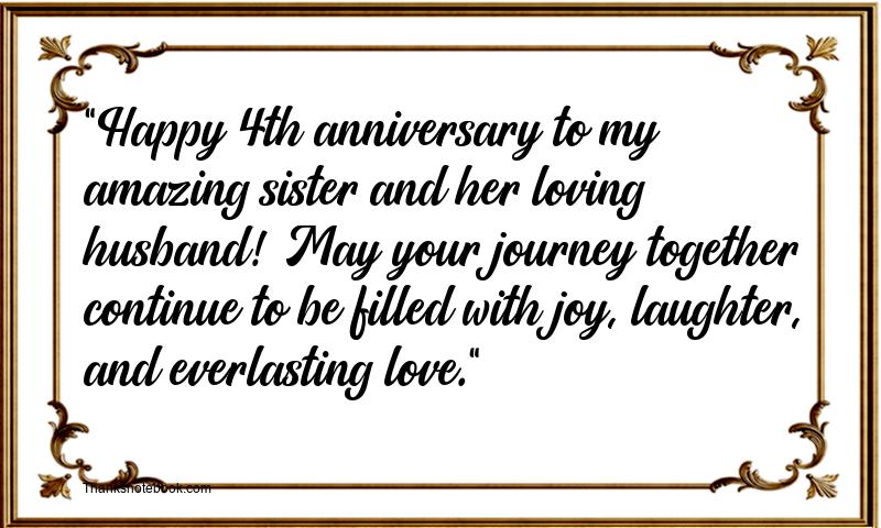 4th Wedding Anniversary Wishes for Sister