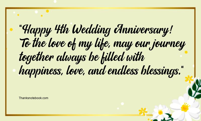 4th Wedding Anniversary Wishes for Wife