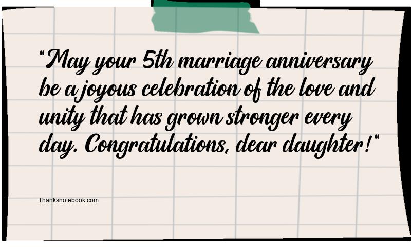 5th Marriage Anniversary Wishes for Daughter