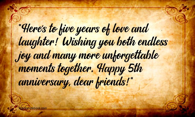 5th Wedding Anniversary Messages for Friend