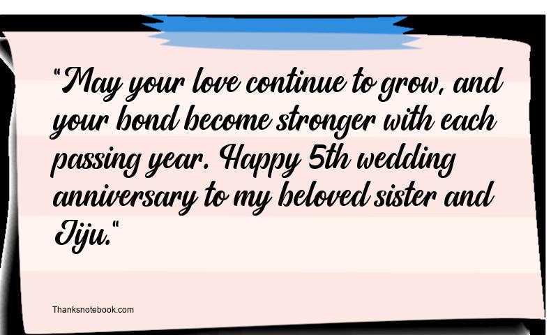 5th Wedding Anniversary Messages for Sister and Jiju