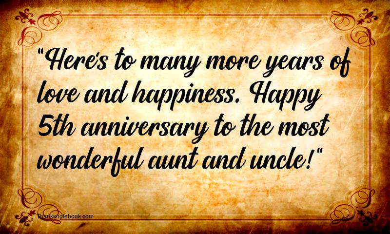 5th Wedding Anniversary Wishes for Aunt and Uncle