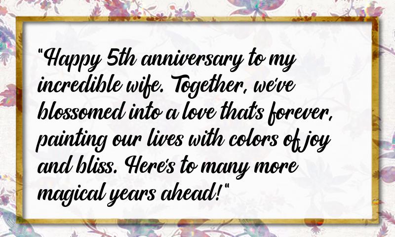 5th Wedding Anniversary Wishes for Wife