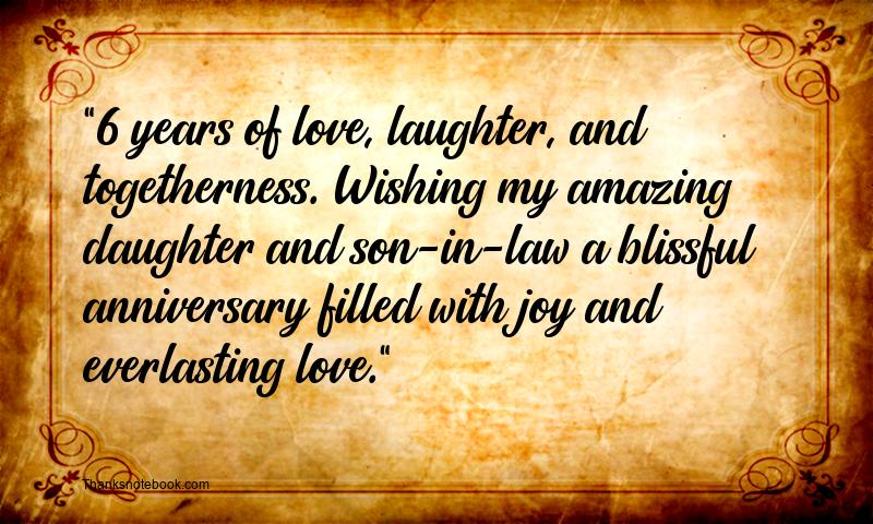 6th Marriage Anniversary Messages for Daughter