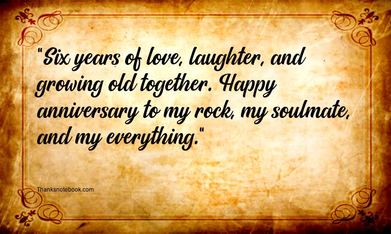 6th Wedding Anniversary Messages for Wife