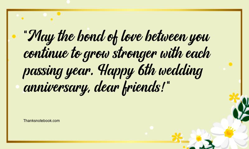 6th Wedding Anniversary Wishes for Friends