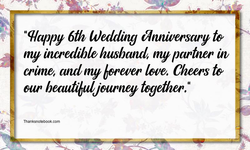 6th Wedding Anniversary Wishes for Husband