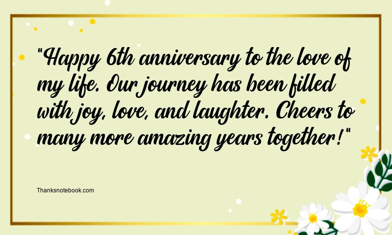 6th Wedding Anniversary Wishes for Wife