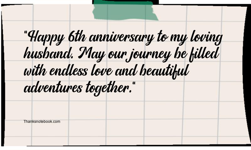 6th Wedding Anniversary Wishes to Husband from Wife