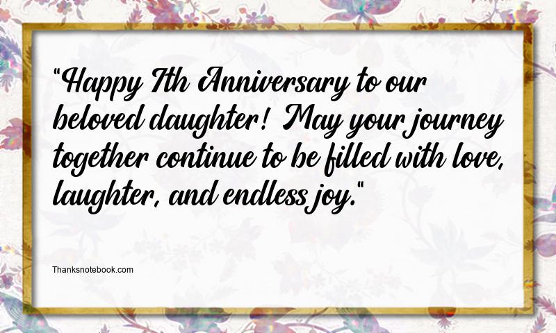 7th Marriage Anniversary Messages for Daughter