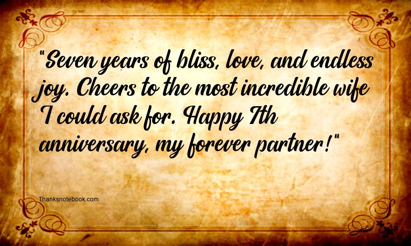 7th Wedding Anniversary Wishes for Wife