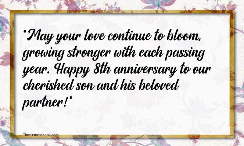 8th Marriage Anniversary Messages for Son