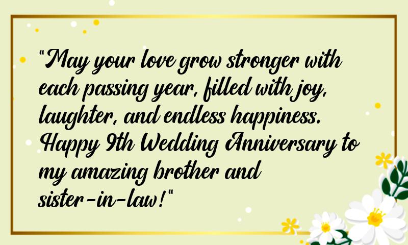 9th Wedding Anniversary Wishes for Brother