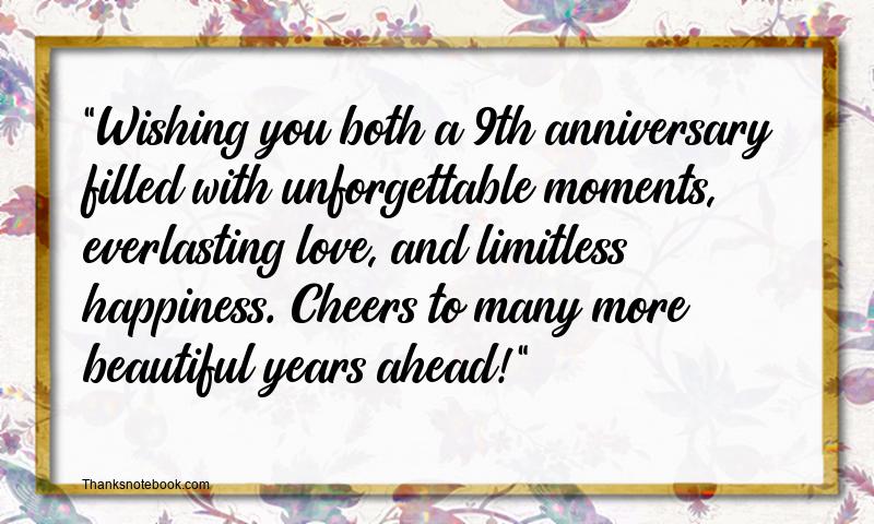 9th Wedding Anniversary Wishes for Couple