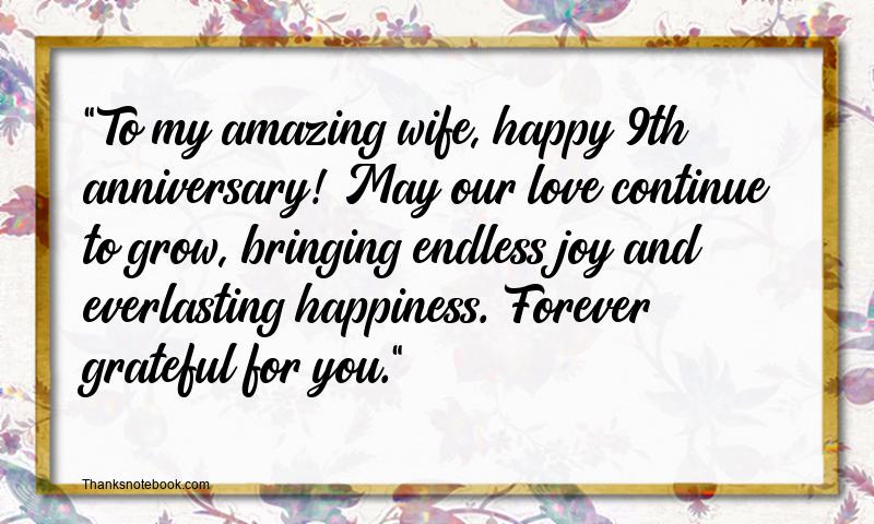 9th Wedding Anniversary Wishes for Wife