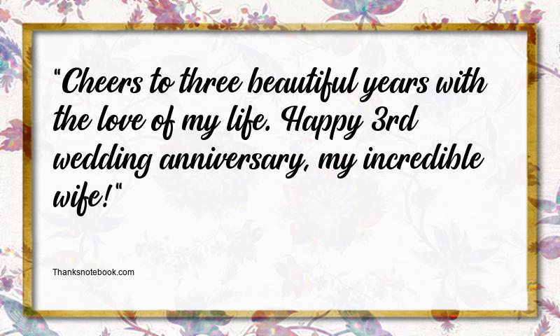 Happy 3rd Wedding Anniversary Wishes for Wife