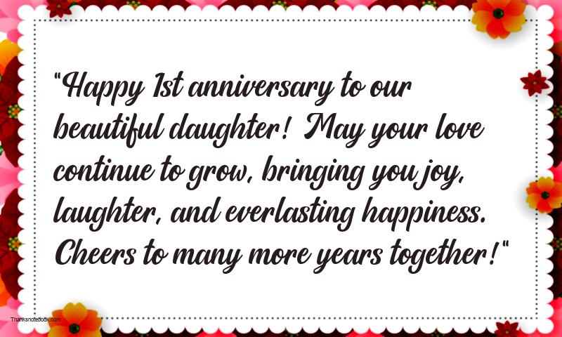 1st Marriage Anniversary Wishes to Daughter