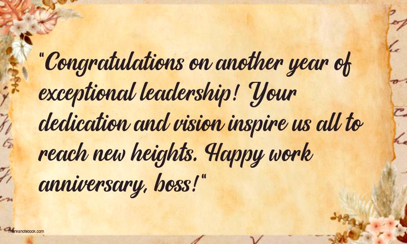 Work Anniversary Messages for Boss