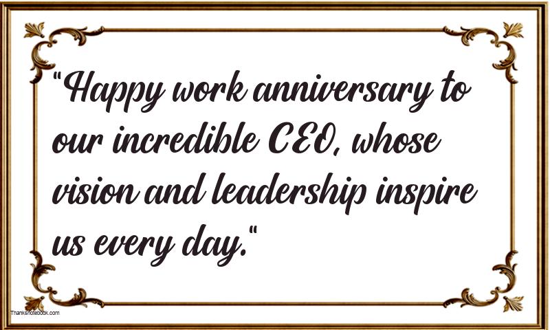 Work Anniversary Messages for CEO